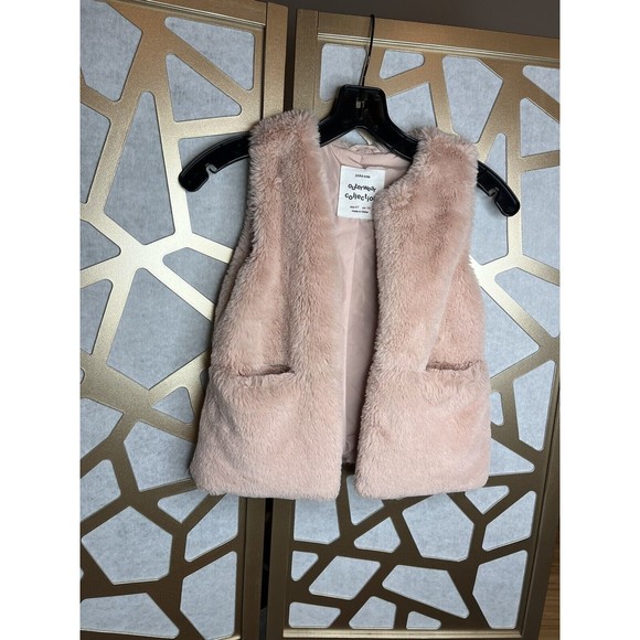 Zara Kids Girls Outerwear Vest Jacket Faux Fur 6/7 Pink - Picture 2 of 6